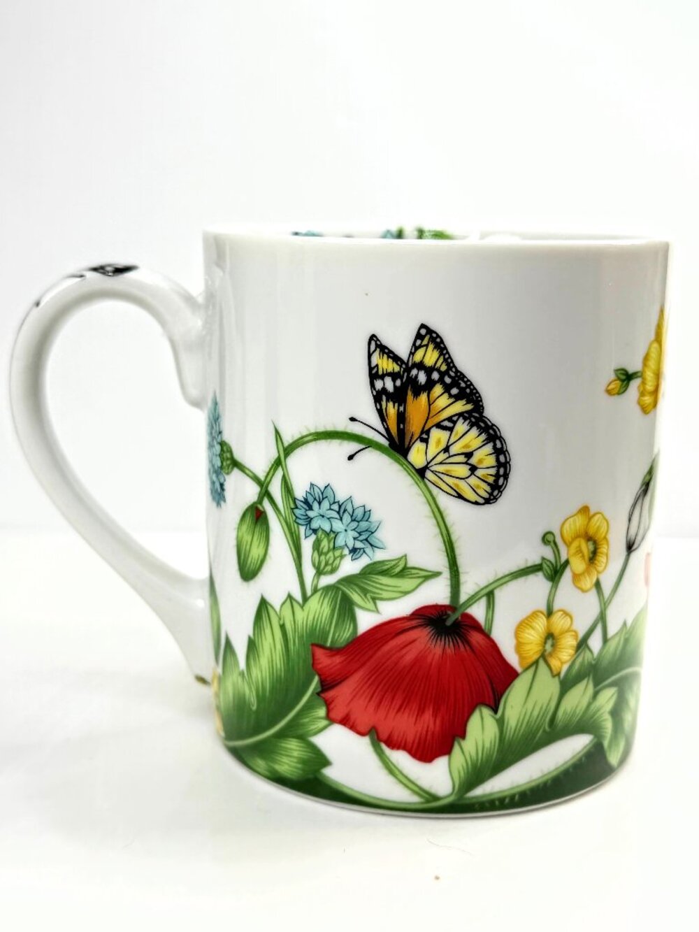 Taitù Papaveri Emilio Bergamin Floral Butterfly Mug NOS Italy 1996 A1060